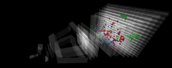 Deeltjes botsen met 13 TeV in LHC-experiment LHCb