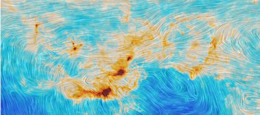 Stuk hemel gefotografeerd door satelliet Planck