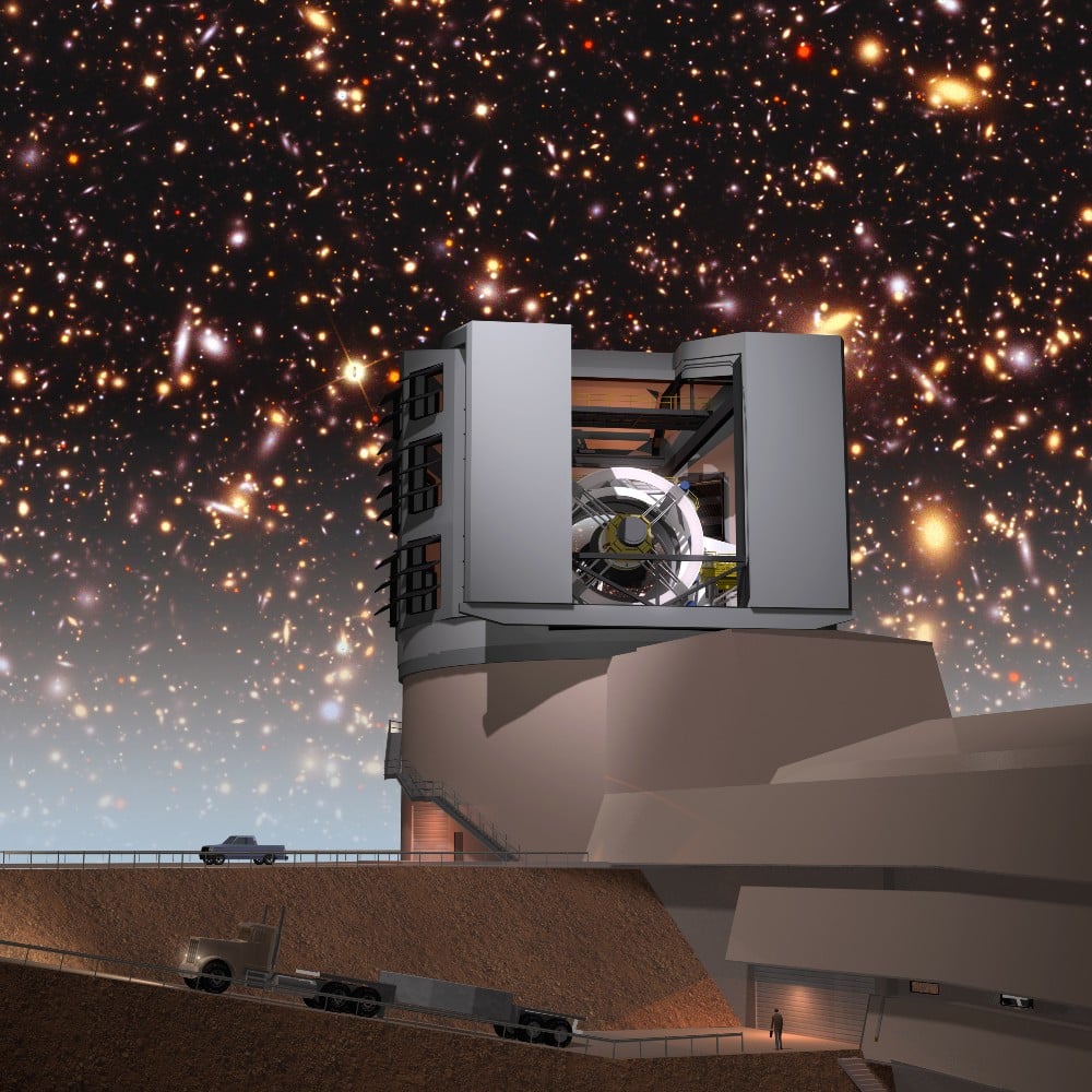 Een van de vijf telescopen: Vera Rubin Observatory