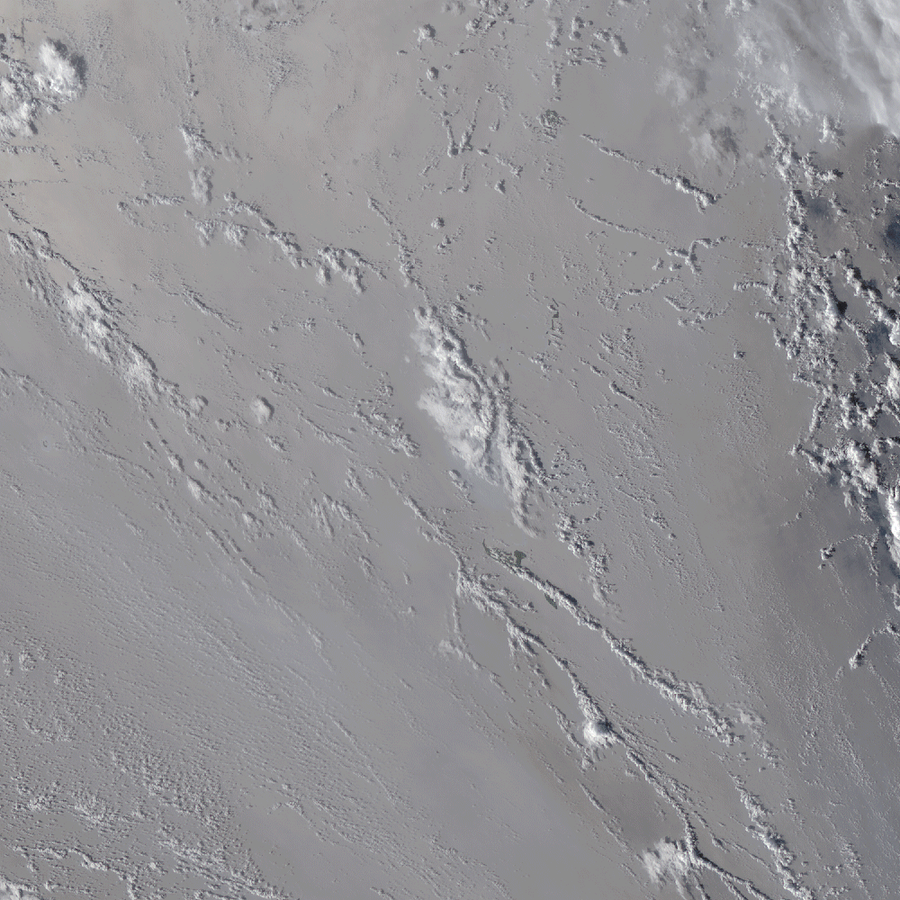 Satellietbeeld van Tonga-uitbarsting