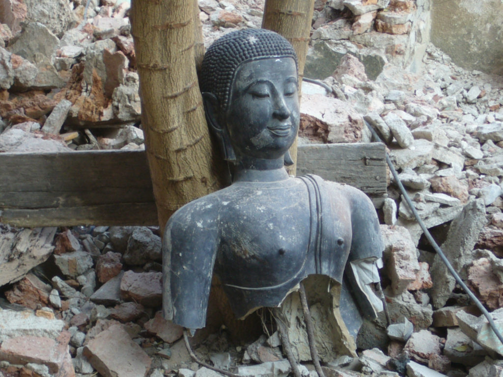 If humans die out, most art will perish.  Earthworks like this Buddha statue will last a long time. 