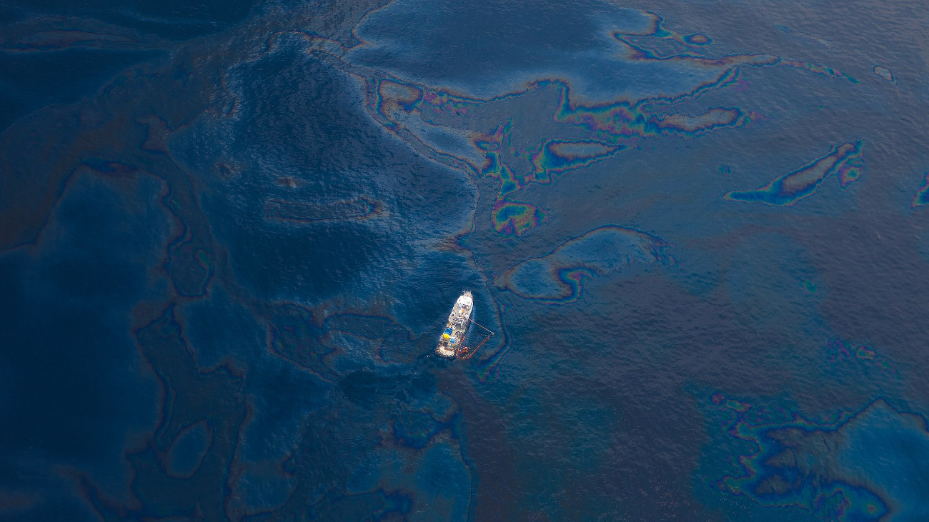 Olie in de zee na DP Deepwater Horizon ramp