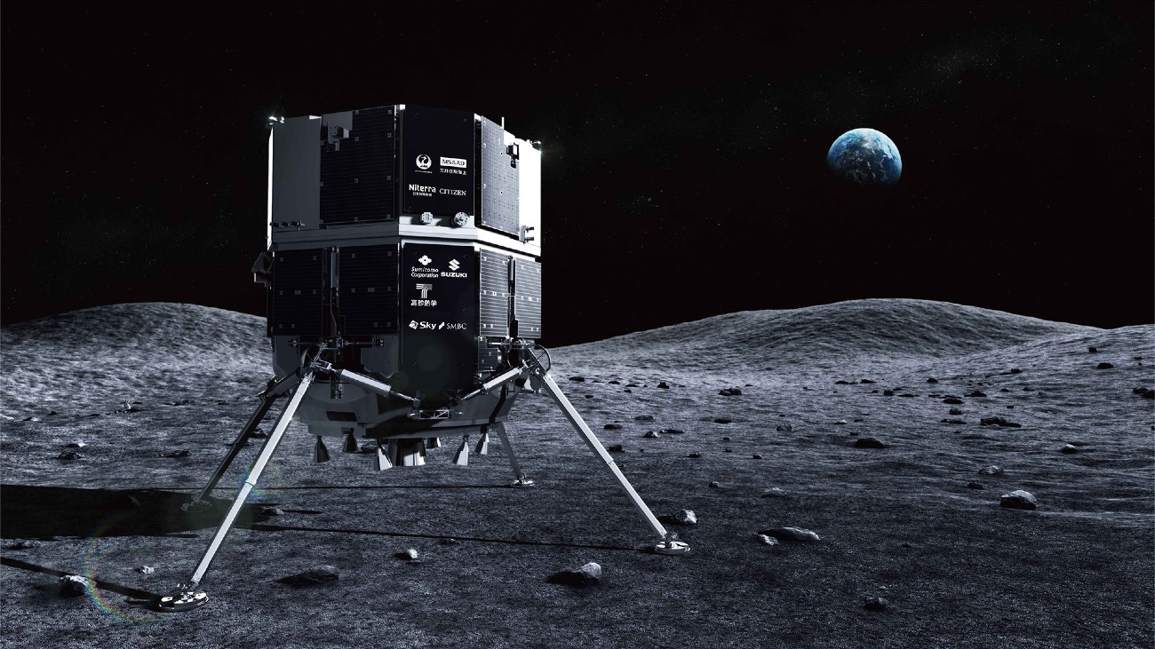 Een illustratie van de Hakuto-R Mission 1 maanlander