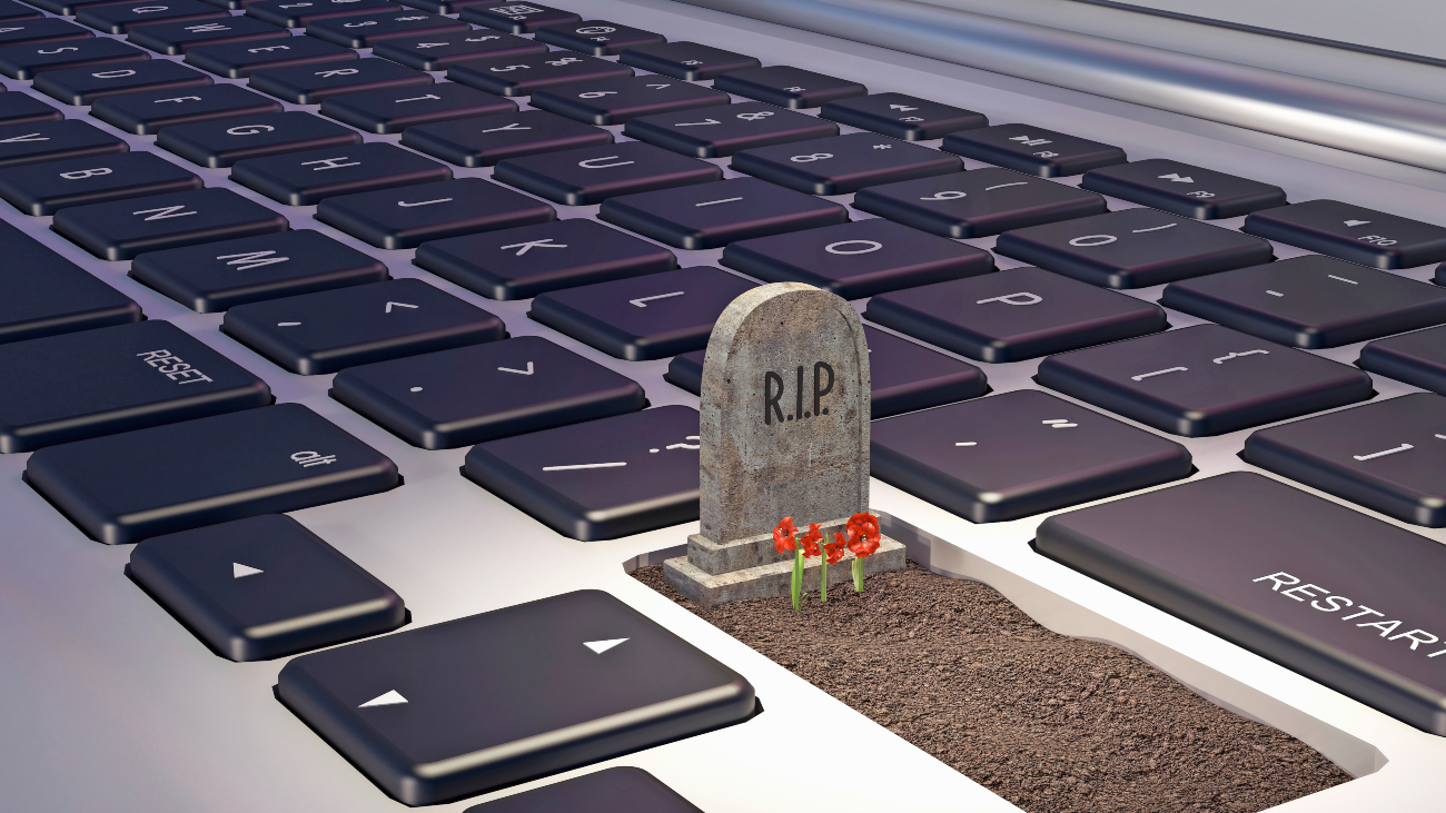 Graf op laptop. Wat gebeurt er met de online aanwezigheid van mensen als ze doodgaan?