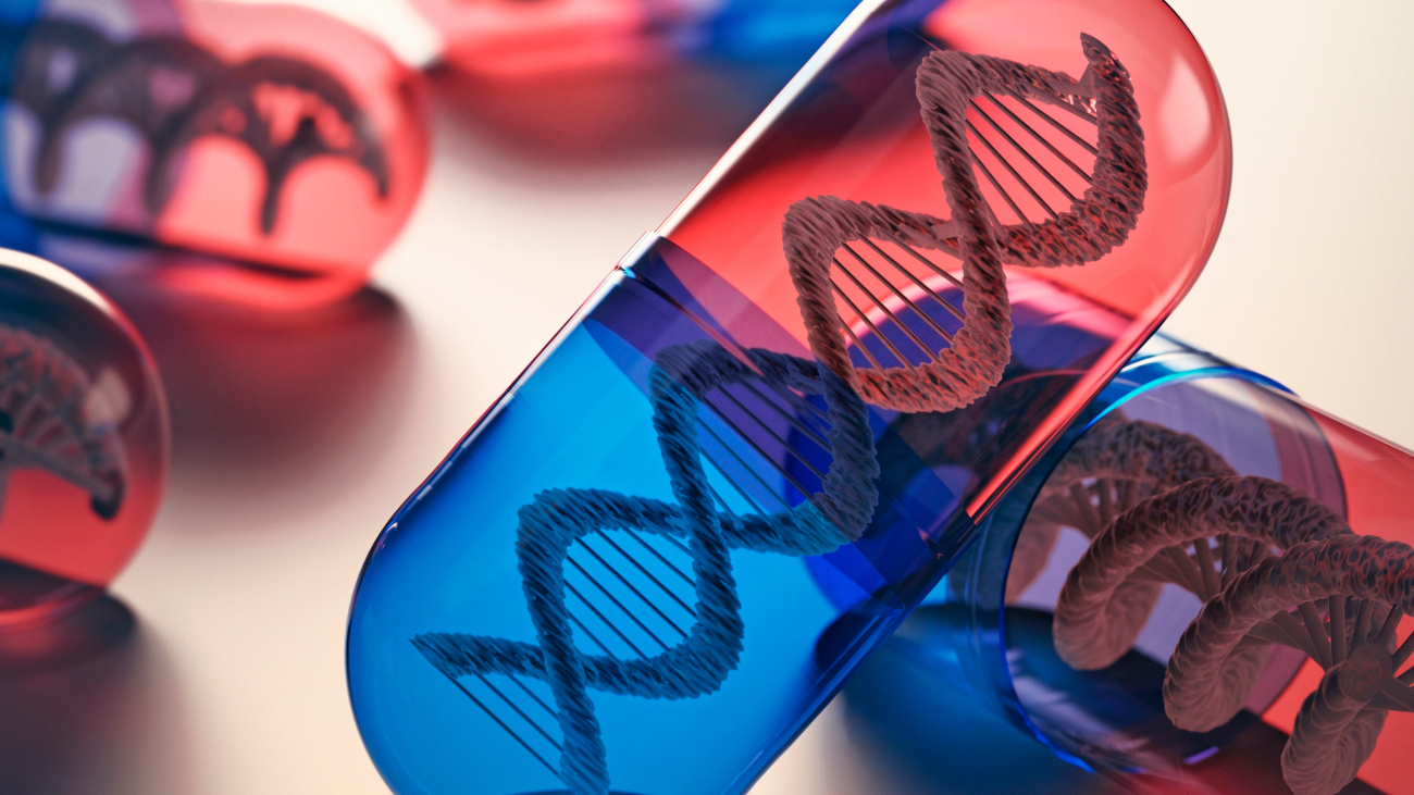 doorzichtige medicijn capsules met DNA erin