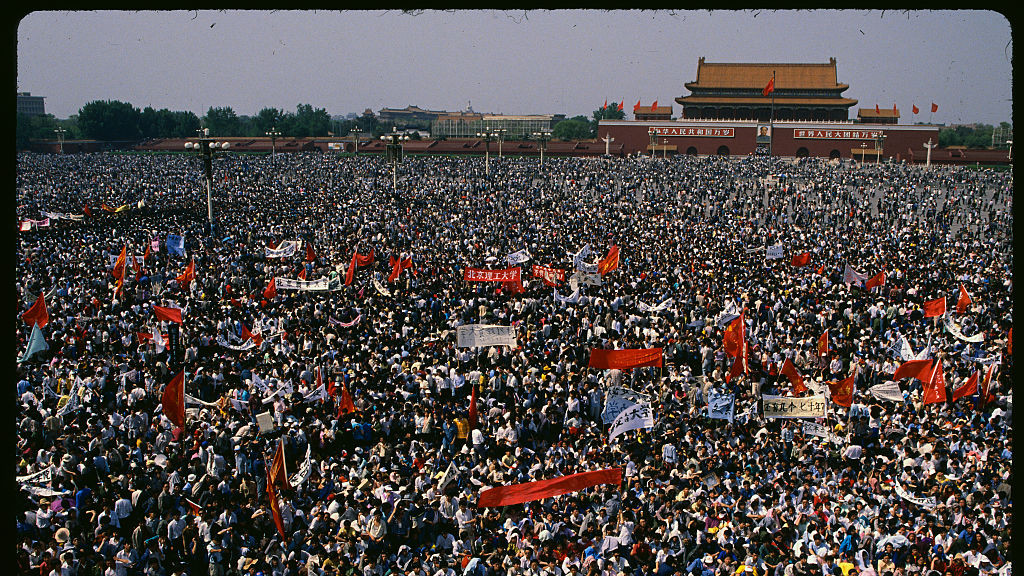 Studentenprotest op het Tiananmenplein in 1989