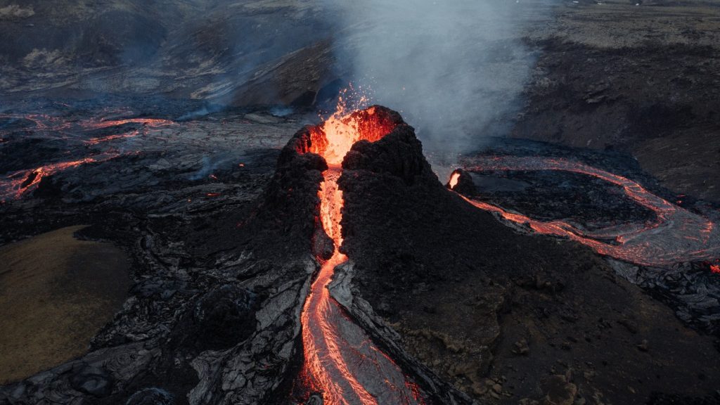 Een vulkaanuitbarsting in IJsland