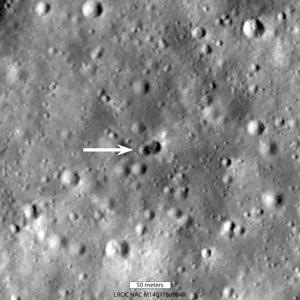 De dubbele krater op de maan.