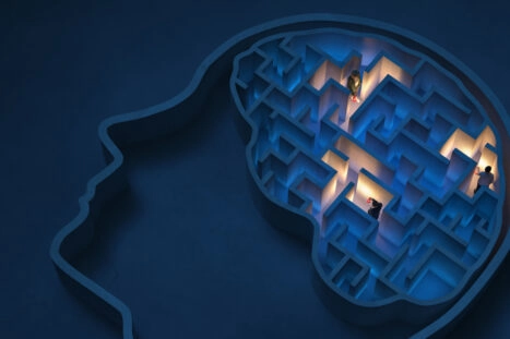 Mensen met zaklampen in doolhof in brein. Kun jij de AIVD-kerstpuzzel oplossen?