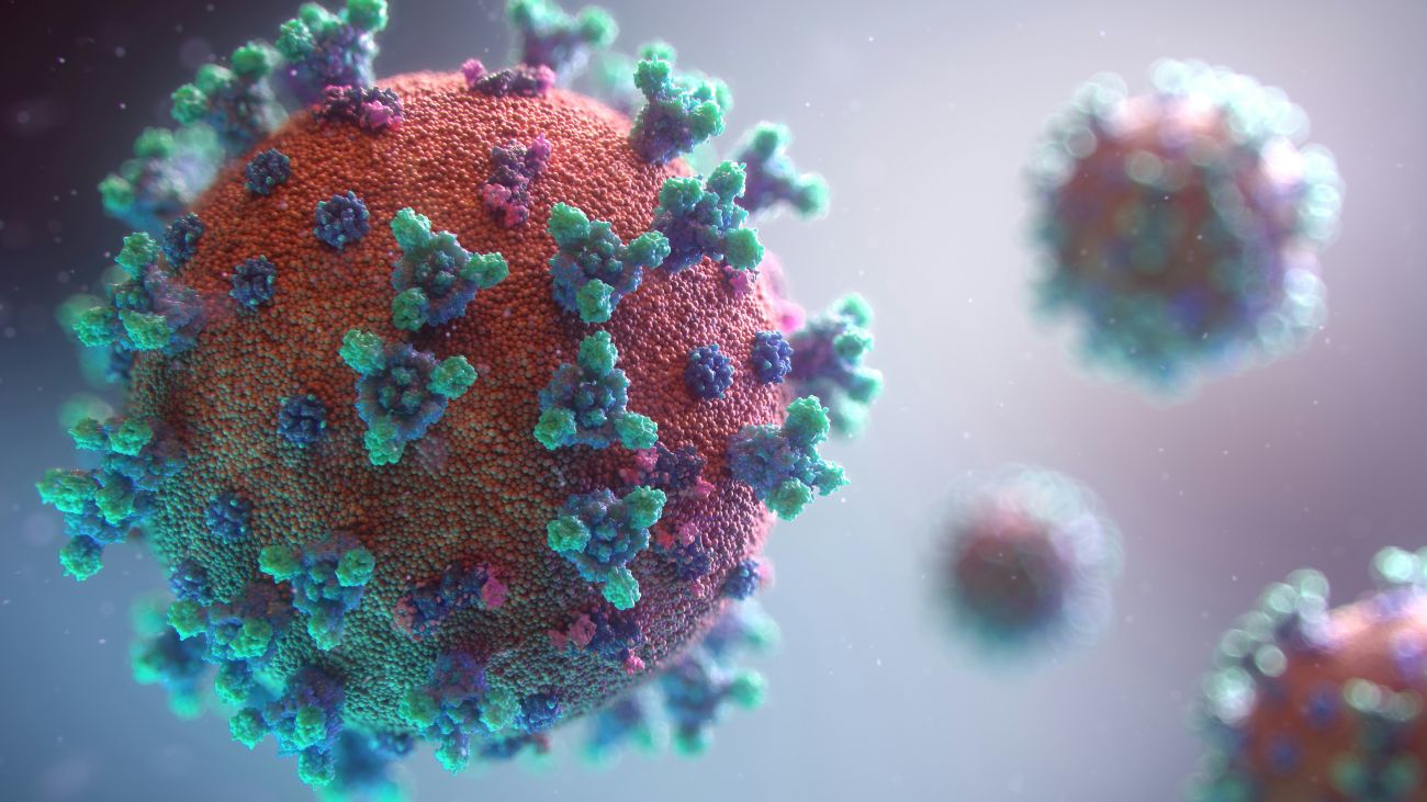 Artistieke afbeelding van een virus. Niet per se het virus dat alaskapokken veroorzaakt.