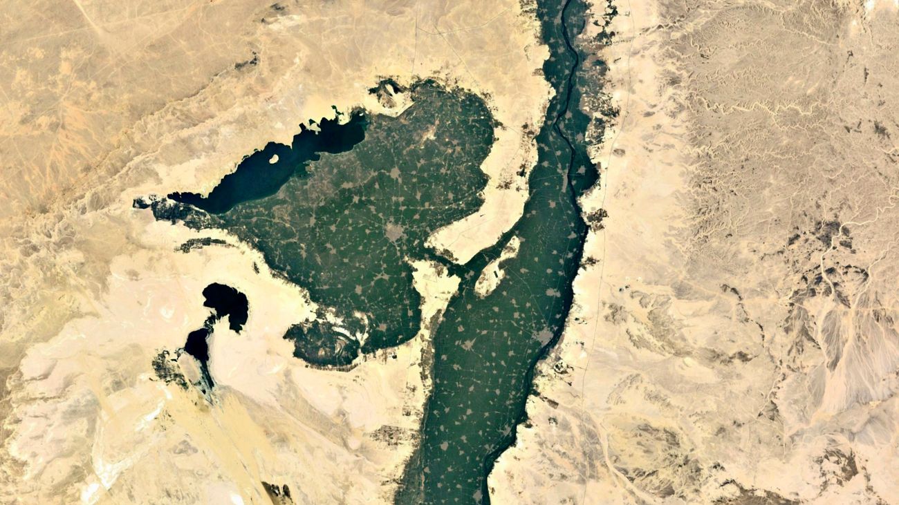 Satellietfoto van de Fajoemoase, ook wel de groentetuin van Caïro