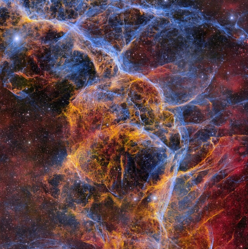 Het Vela-supernovarestant, dat zich bevindt zich in het sterrenbeeld Vela.