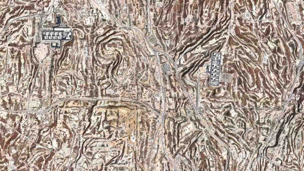 Satellietfoto van Kern River olieveld