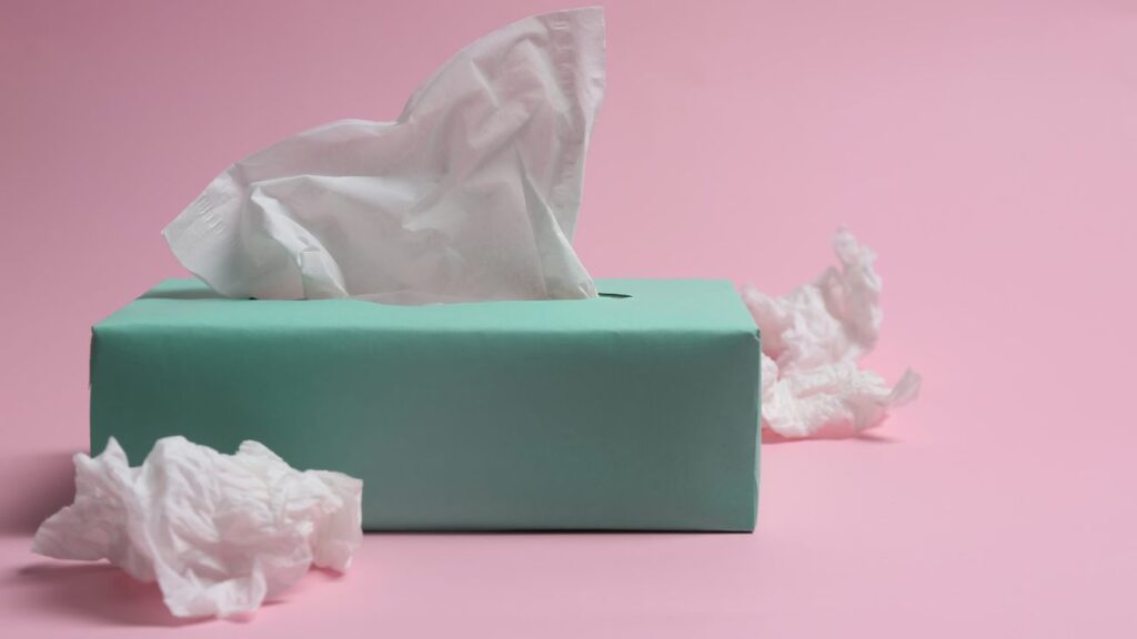 gebruikte tissues ter illustratie van het concept zaadlozing