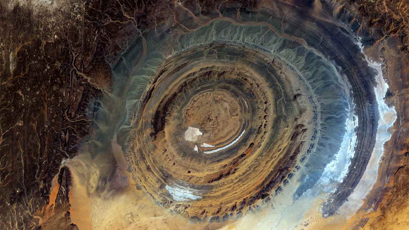 Satellietfoto van het Oog van de Sahara.