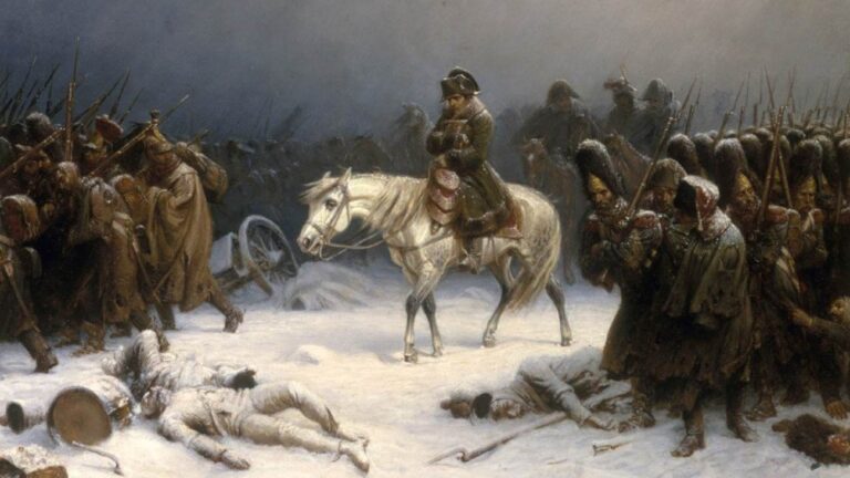 Napoleons terugtrekking uit Moskou, schilderij van Adolf Northern uit 1851.