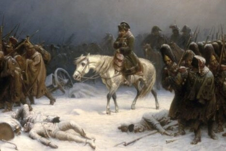Napoleons terugtrekking uit Moskou, schilderij van Adolf Northern uit 1851.
