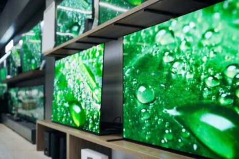 Televisies met hoge resolutie in winkel
