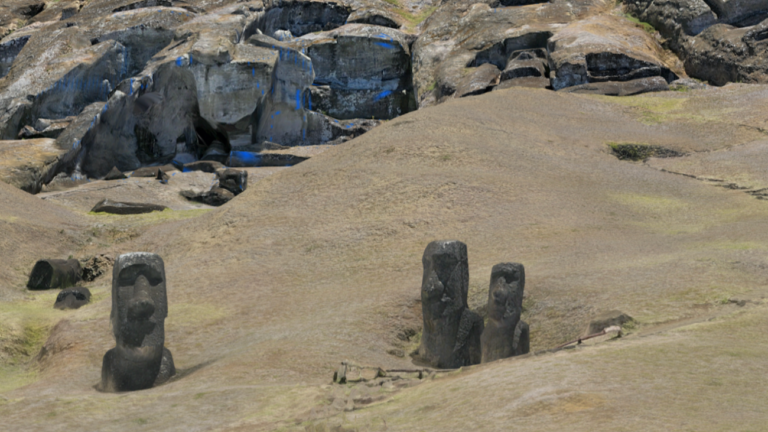 Een screenshot van het nieuwe 3D-model van Paaseiland.