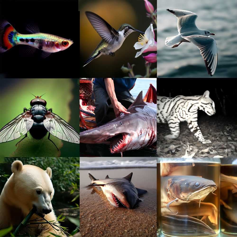 Negen dierenfoto's gemaakt door AI