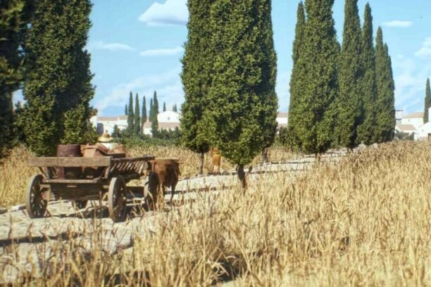 Animatie van een Romeinse weg