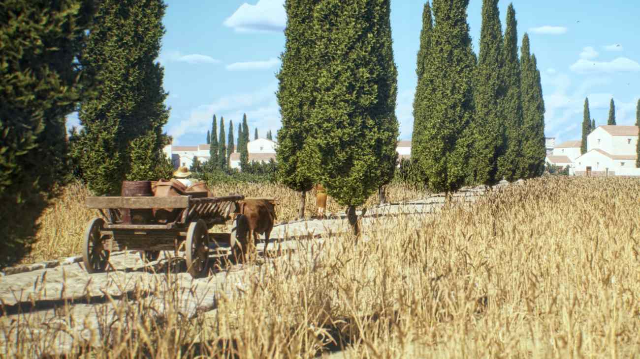 Animatie van een Romeinse weg