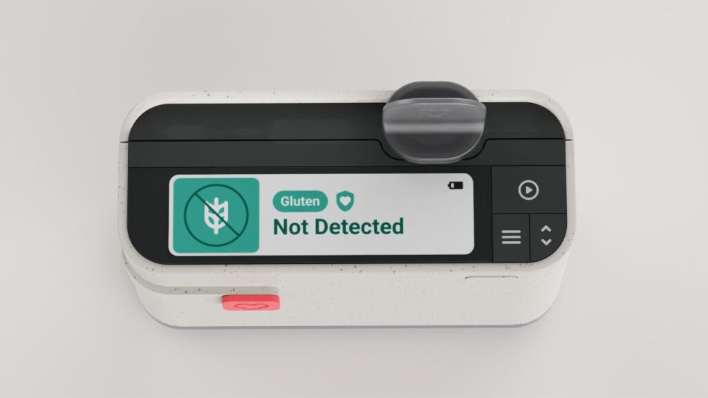 Het mini-lab van Allergen Alert geeft aan dat er geen gluten in het eten zit