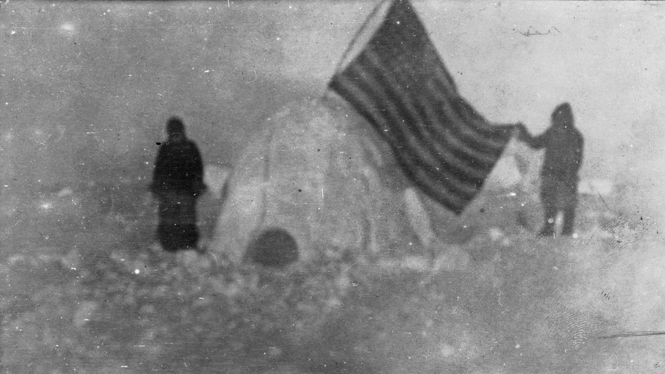 Frederick claimde de noordpool in 1909 met deze foto.