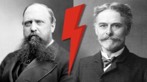 Othniel Charles Marsh (links) en Edward Drinker Cope (rechts).