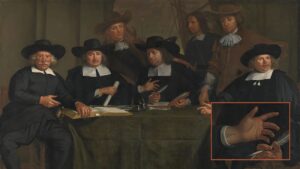 Koopman tatoeage op zeventiende-eeuws schilderij