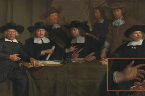 Koopman tatoeage op zeventiende-eeuws schilderij
