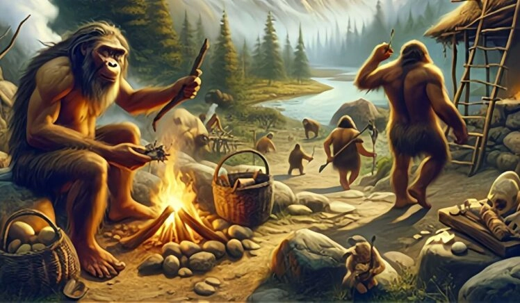 afbeelding van neanderthalers gemaakt door ai