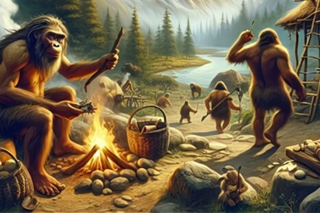 afbeelding van neanderthalers gemaakt door ai