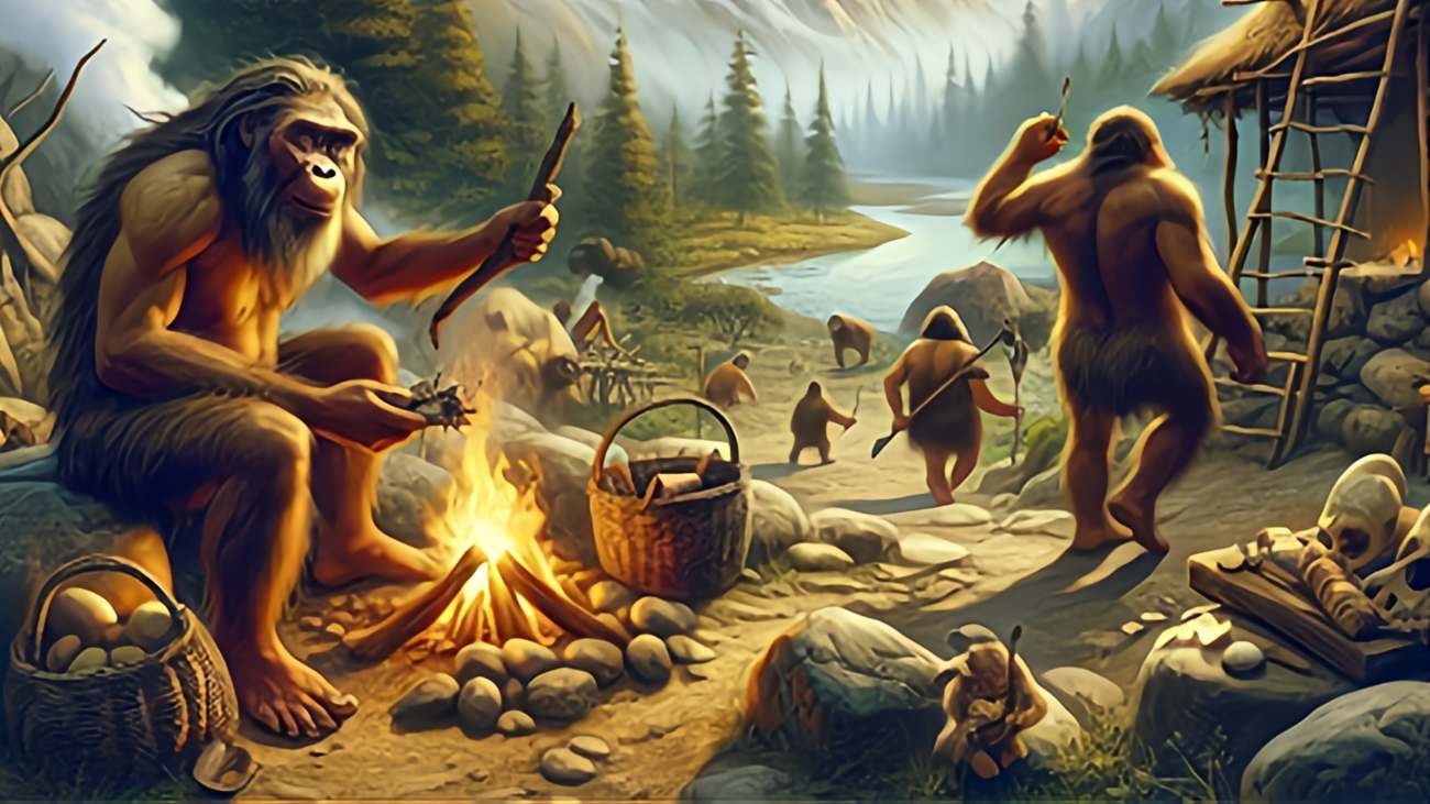 afbeelding van neanderthalers gemaakt door ai