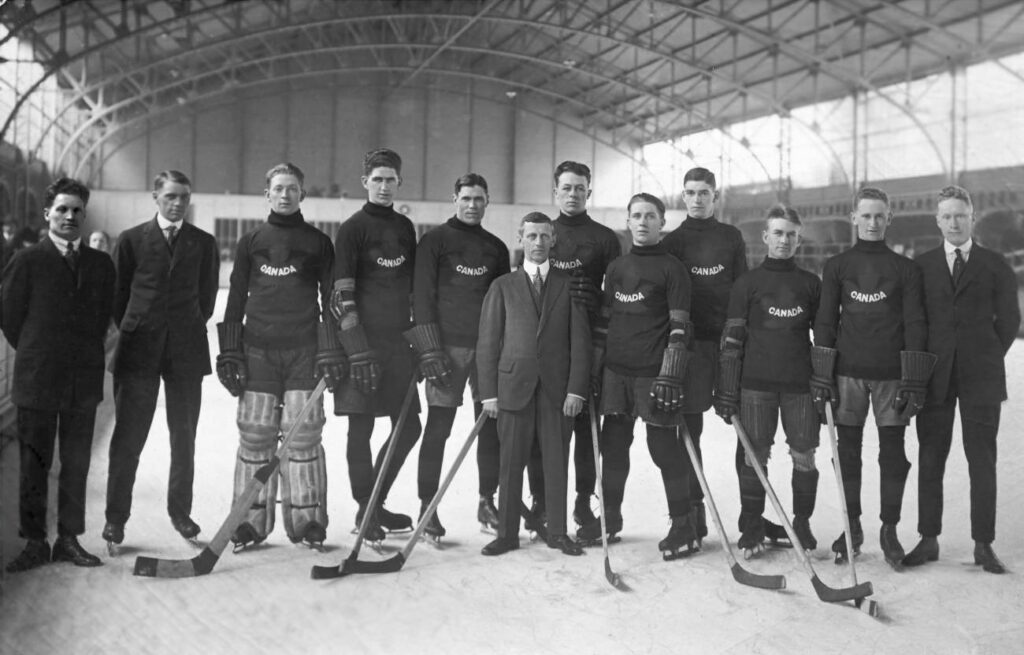 Canadese ijshockeyers op de Olympische Spelen in Antwerpen in 1920 