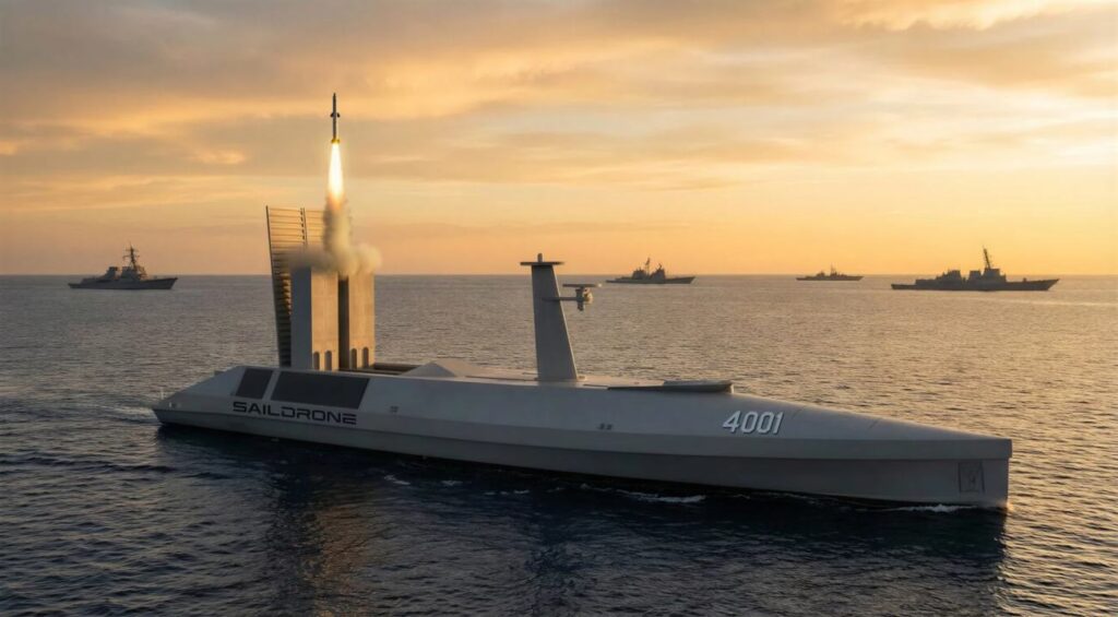 Concept afbeelding van Spectre Stealth Strike die raket lanceert