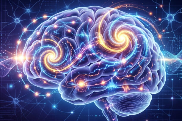 Illustratie van spiraalvormige hersengolven