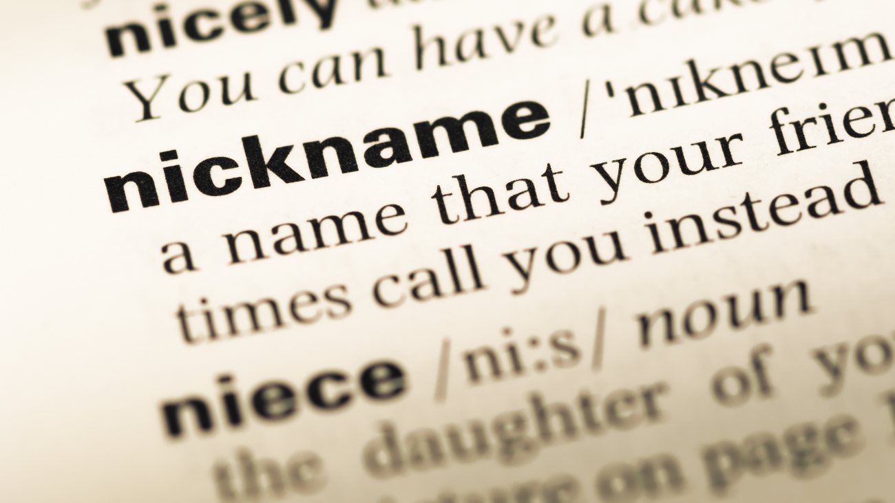 close-up van nickname in het woordenboek