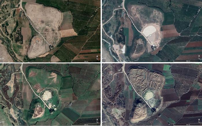 Satellietfoto's van de schade bij Ain Dara