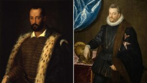 Groothertog Francesco I de' Medici links en zijn broer en opvolger Ferdinando rechts.