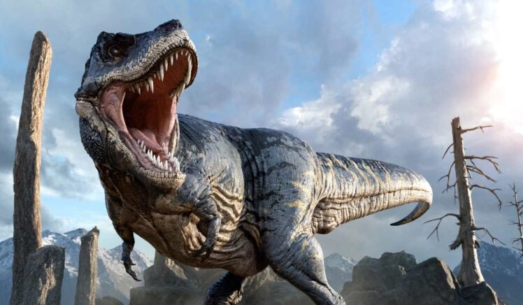 een dino, een t-rex, zonder gif