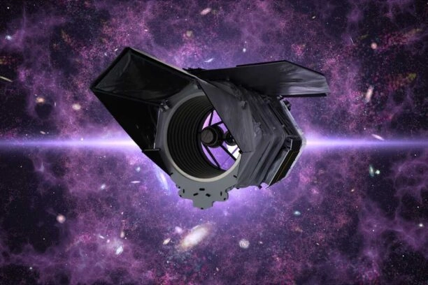 Illustratie van de Roman Space Telescope in de ruimte