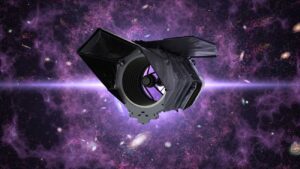 Illustratie van de Roman Space Telescope in de ruimte